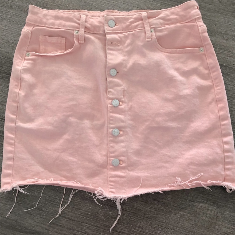 Pink denim skirt